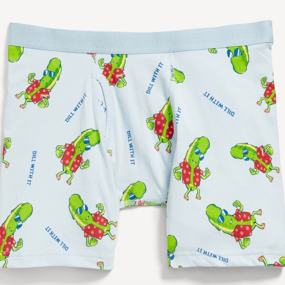 NWT "Dill With It" Pickle Soft-Washed Boxer Briefs -- 6.25-inch inseam - Large